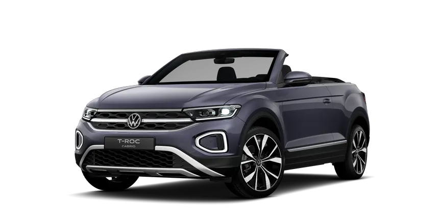 Der Volkswagen T-Roc Cabriolet in Blau-Grau