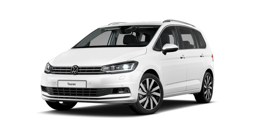 Der Volkswagen Touran in Wei&szlig;