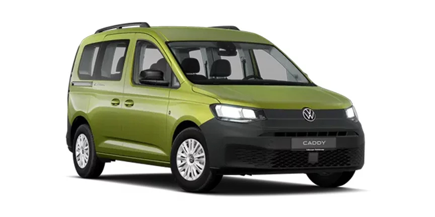 Der Volkswagen Caddy in Gelbgr&uuml;n